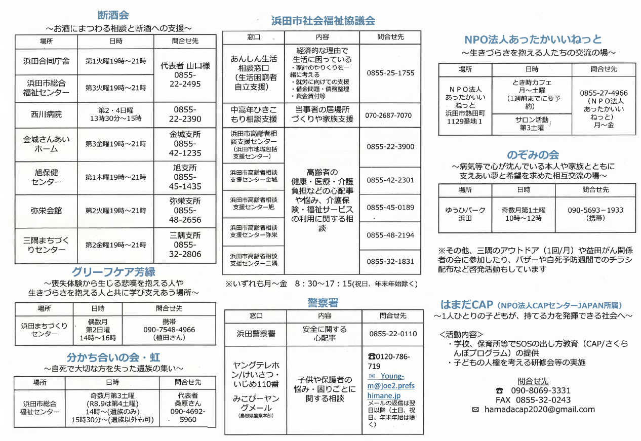 こころの相談一覧②